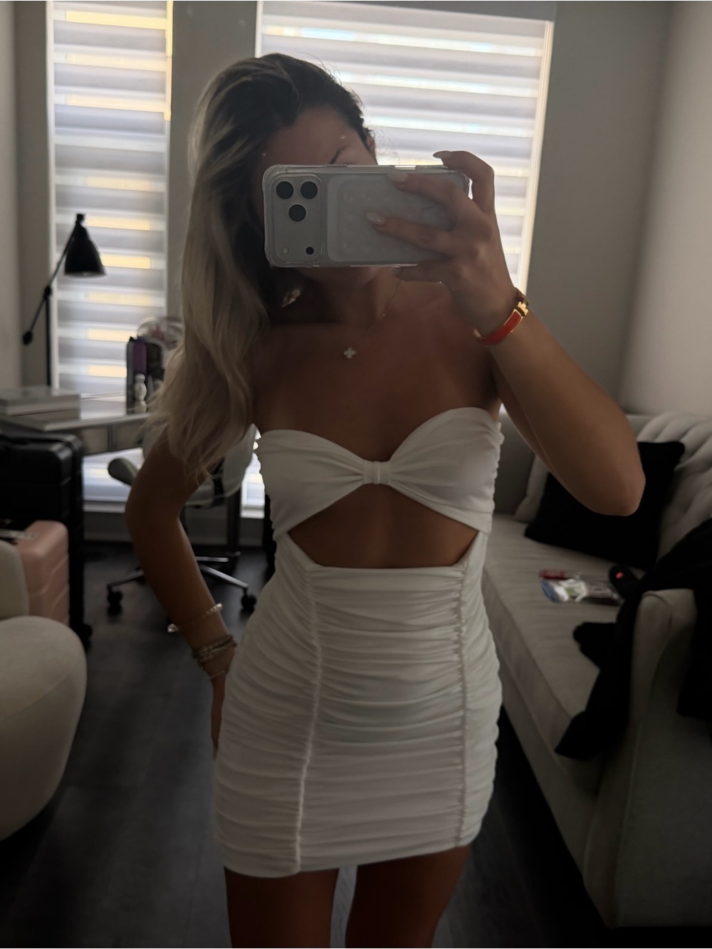 Strapless White Cutout Mini Dress